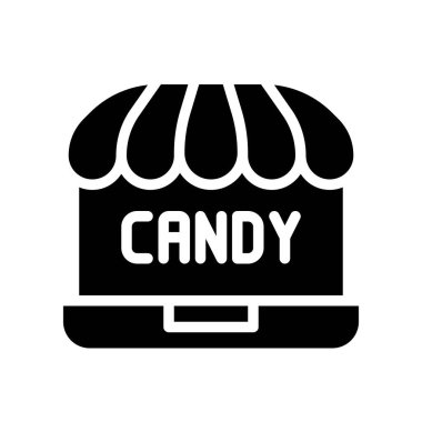 Çevrimiçi dükkan vektör illüstrasyonu, izole edilmiş katı tasarım simgesi