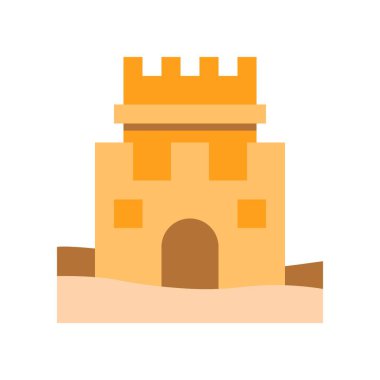 Kumdan kale vektörü, Yaz Tatili ile ilgili düz biçim simgesi