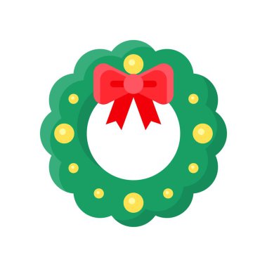 Noel Çelengi vektör illüstrasyonu, düz biçim simgesi