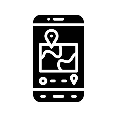 uygulama simgeleri konum pin ve düğme vektörleri ile ilgili cep telefonu ekranını katı tasarım içinde ayarla