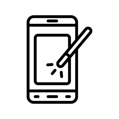 uygulama simgeleri ile ilgili cep telefonu ekranı sihirli çubuk ve düğme vektörleri doğrusal biçiminde ayarlandı