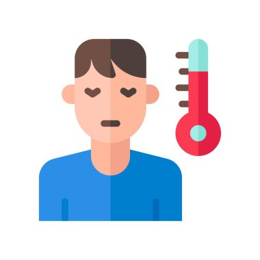 Düz stil sıcaklık vektörü olan korona virüsü ile ilişkili hasta