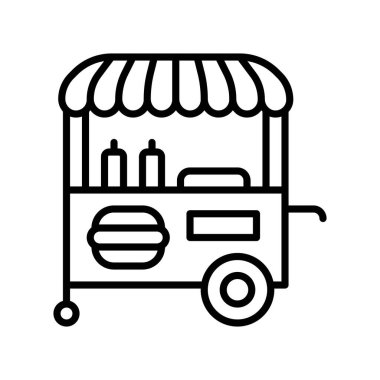 Yemek arabası vektörü, Yaz Tatili ile ilgili satır simgesi