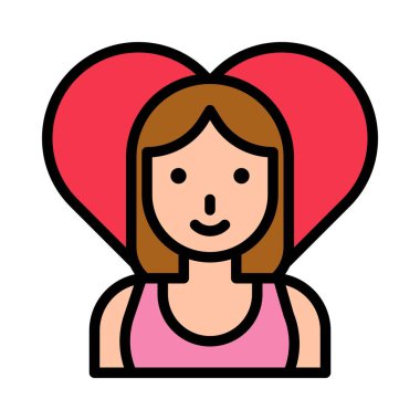 Kadın vektörü, Valentine ve aşkla ilgili ana hatlar biçimi simgesi