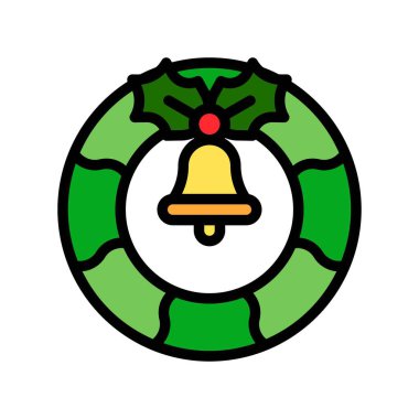 Noel Çelengi vektör illüstrasyonu, doldurulmuş biçim simgesi