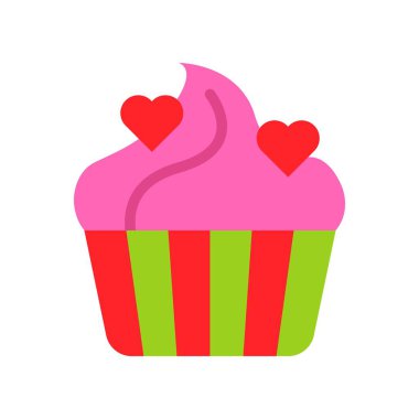 Cupcake vektör çizimi, izole edilmiş düz tasarım simgesi