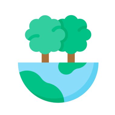 Eart Globe vektöründe düz biçimli çevreyle ilgili ağaç