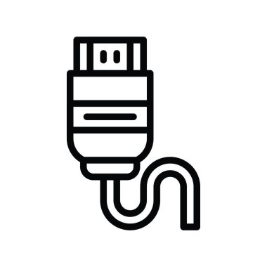 Televizyon ve teknoloji, ilgili USB kablo vektörleri, doğrusal ya da düzenlenebilir vuruş tasarımları,