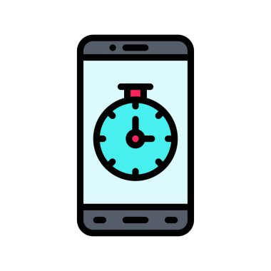 uygulama simgeleri zamanlayıcı veya saat ve düzenlenebilir felçli düğme vektörleri ile ilgili cep telefonu ekranını ayarlar