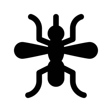 Sivrisinek siyah ve beyaz basit simge, vektör illüstrasyonu 