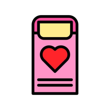 Aşk harfi vektör çizimi, doldurulmuş biçim simgesi düzenlenebilir taslağı