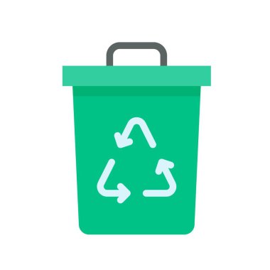 düz biçimli çöp kutusu vektöründe çevreyle ilgili geri dönüşüm işareti