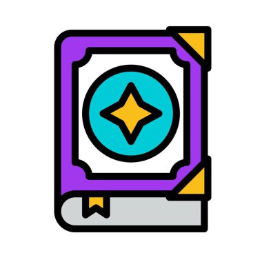 Büyü kitabı vektörü, sihirle ilgili düzenlenebilir tasarım vuruş simgesi