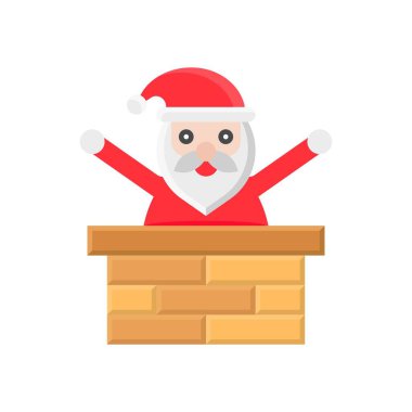 Noel Baba, tuğlaların dışında, ve çok mutlu vektörler, düz bir şekilde.
