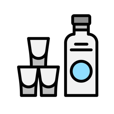 Alkolik içecek vektörü, İçecek doldurulmuş biçim simgesi düzenlenebilir vuruş