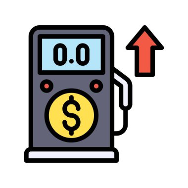 Ekonomik durgunlukla ilgili benzin pompası ile dolar penni vektörleri ile düzenlenebilir felç