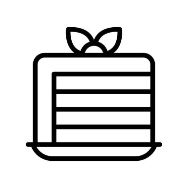 tatlı ve şekerle ilgili kekler, kirazlı tabak vektörleri, doğrusal şekillerde,