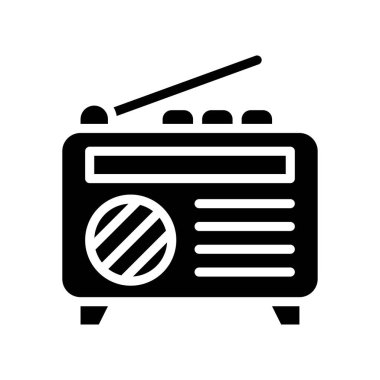 Yaz kumsalı ya da yaz radyosu antenli, düğmeli ve hoparlör vektörlü katı tasarım