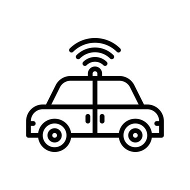 Özerk araç vektör çizimi, gelecekteki teknoloji çizgisi tasarım simgesi