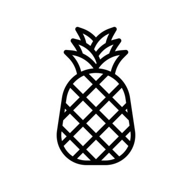 Hawaii ikonu ile ilgili ananas meyvesi yaprakları ve şerit vektörü doğrusal biçiminde