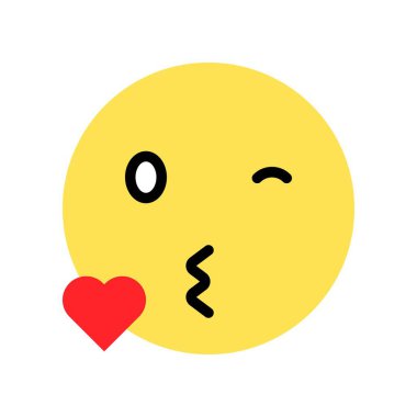 Öpüşen yüz vektör illüstrasyonu, izole edilmiş düz tasarım simgesi