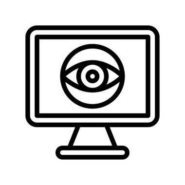 Iris tanıma vektörü illüstrasyonu, gelecekteki teknoloji çizgi tasarım simgesi