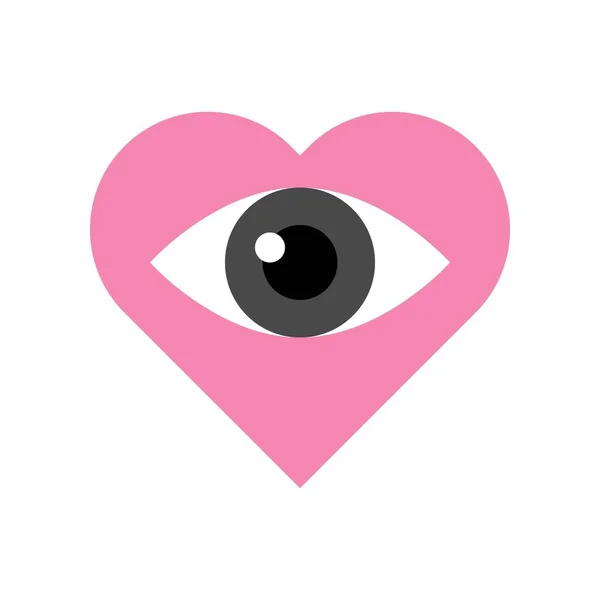 Vetor Coração Olho Valentine Ícone Estilo Plano Relacionado Amor — Vetor de Stock