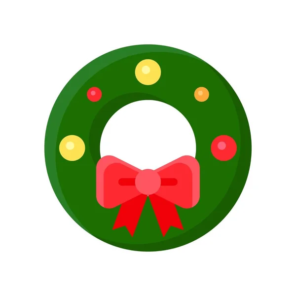 Christmas Wreath Vector Illustration Flat Style Icon — 스톡 벡터