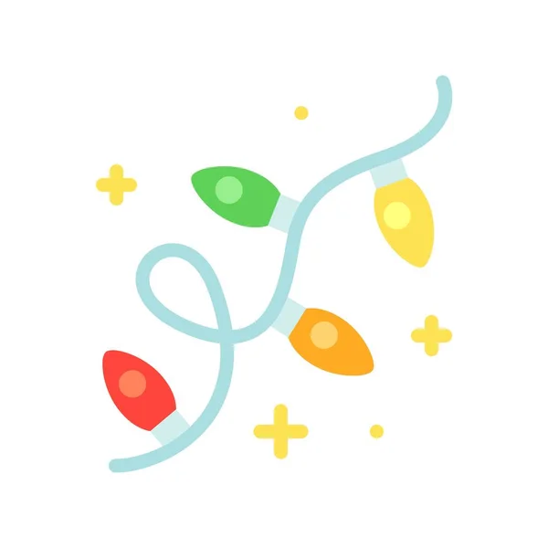 Noel ışıkları düz tasarım simgesi, vektör illüstrasyonu