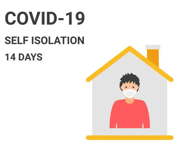 코로나 바이러스 Coronavirus 코로나 바이러스 Covid 발기부전 소년이 마스크를 착용하고 — 스톡 벡터