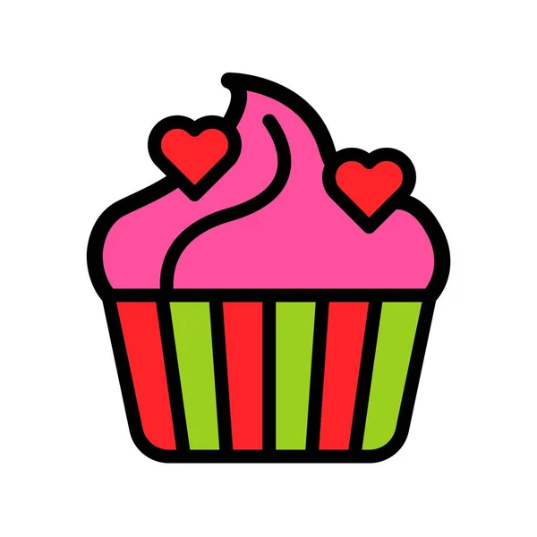 Cupcake Vektor Illustration Gefüllte Stil Symbol Editierbare Umrisse — Stockvektor