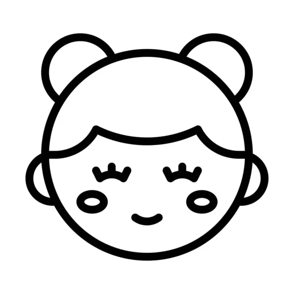 Chinese Girl Vector Chinese Lunar New Year Line Icon — стоковый вектор