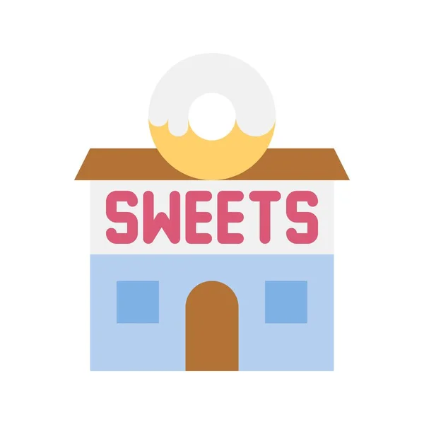 Illustration Vectorielle Sweet Shop Icône Design Plat Isolé — Image vectorielle