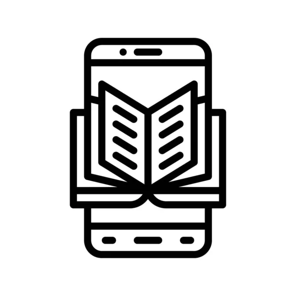 Набір Піктограм Програми Пов Язаних Екраном Мобільного Телефону Книгою Або — стоковий вектор