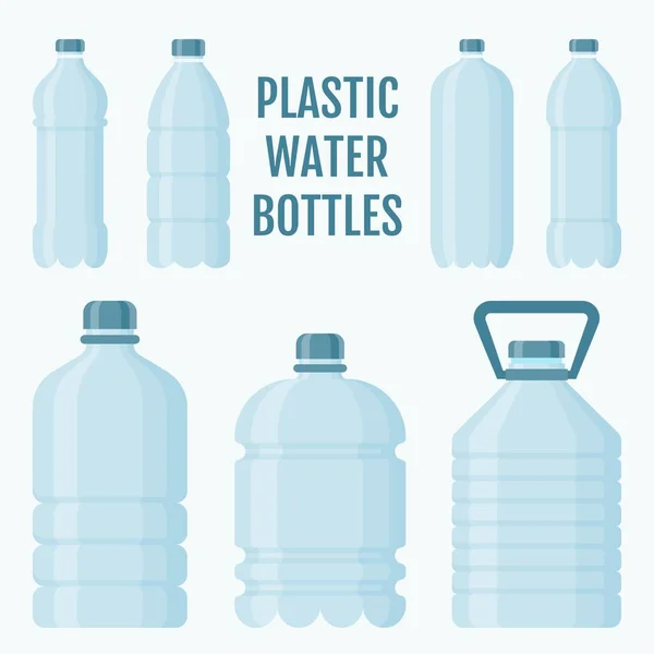 Düz tasarım içinde kapsül vektörleri illüstrasyonlu çoklu kullanımlar için içme suyu veya plastik şişelerle ilgili şişeler
