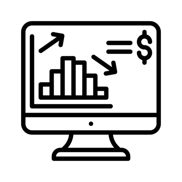 Gazdasági Recesszióval Kapcsolatos Grafikon Számítógép Képernyő Dollár Jel Vektorok Lineáris — Stock Vector