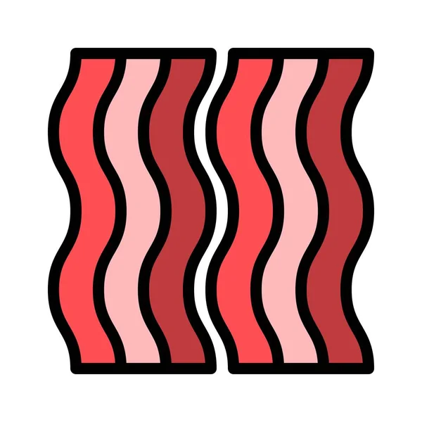 Bacon Vektor Barbecue Bezogene Gefüllte Design Editierbare Strichsymbol — Stockvektor