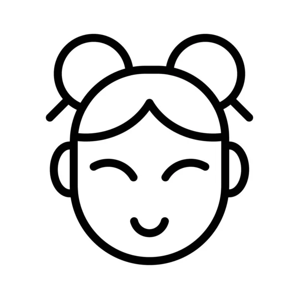 Chinese Girl Vector Chinese Moon New Year Line Design Icon — 스톡 벡터