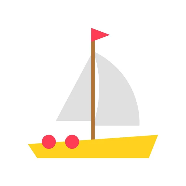 帆船ベクトル 夏休み関連フラットスタイルのアイコン — ストックベクタ