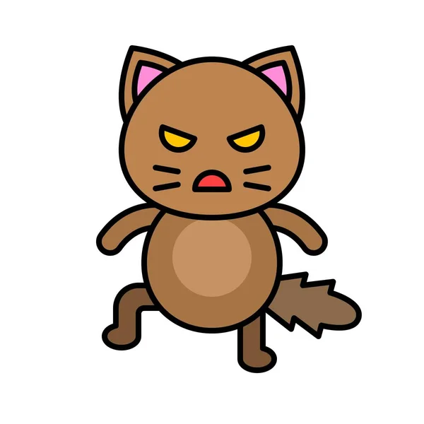 Lindo Gato Avatar Vector Ilustración Relleno Icono Estilo Editable Carrera — Archivo Imágenes Vectoriales