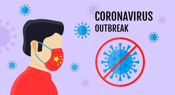 Koronavirus Nebo Infekční Onemocnění Nebezpečí Vypuknutí Viru Stopkou Muž Nosící — Stockový vektor