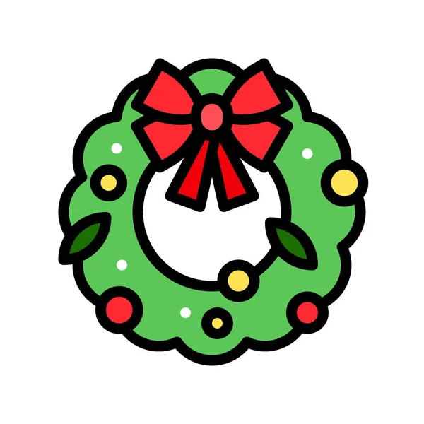 Ilustración Vector Corona Navidad Icono Estilo Lleno — Archivo Imágenes Vectoriales