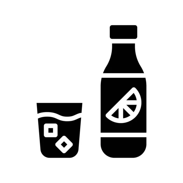 Butelka Soku Pomarańczowego Wektor Szkła Ilustracja Beverage Stałe Projekt Ikona — Wektor stockowy