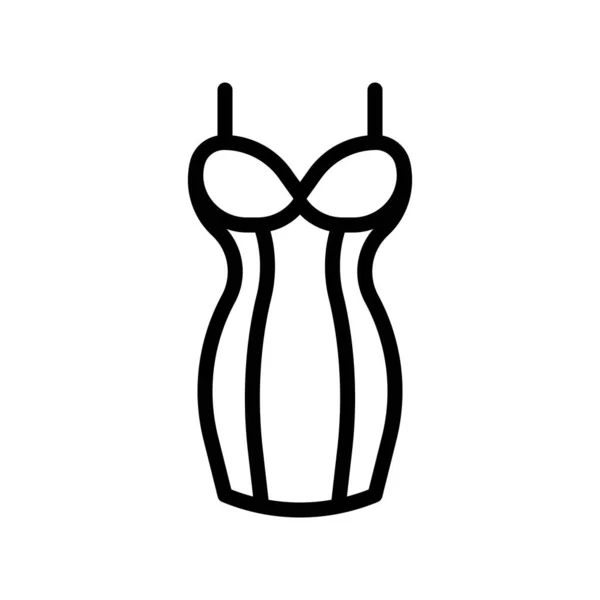 Γυναίκες Φόρεμα Διάνυσμα Εικονογράφηση Γραμμή Σχέδιο Εικονίδιο — Διανυσματικό Αρχείο