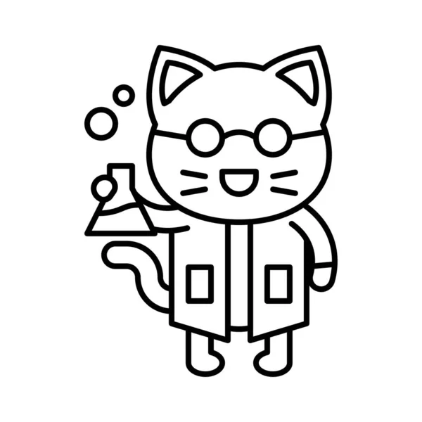 かわいい猫のアバターベクトルイラスト ラインスタイルのアイコン編集可能なストローク — ストックベクタ