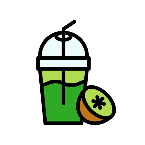 Kiwi Frappe Vector Beverage Filled Style Icon Editable Stroke — Stock Vector