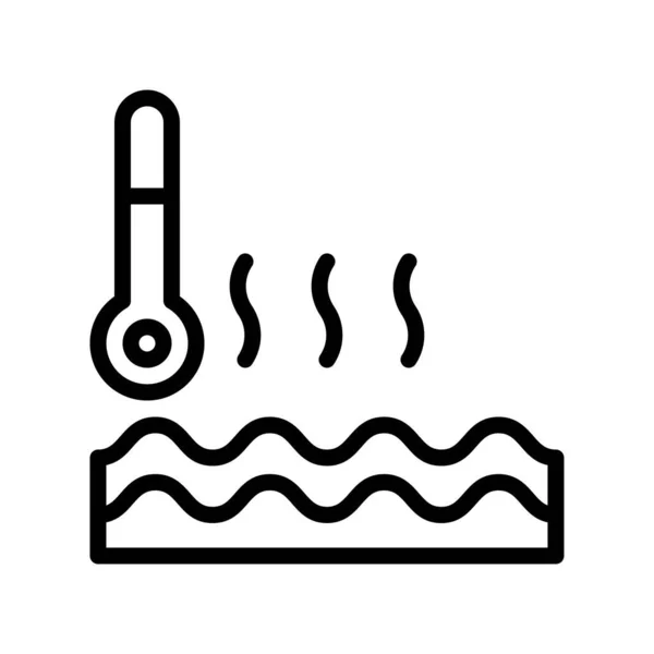 Klimabezogenes Thermometer Mit Wasserwellen Vektor Linearen Stil — Stockvektor