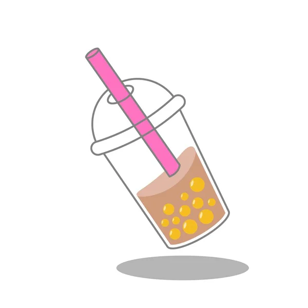 Bubble Tea Oder Pearl Milch Tea Vektor Illustration — Stockvektor
