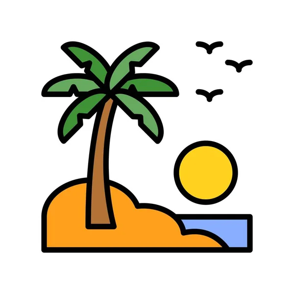 Vector Isla Vacaciones Verano Relacionados Con Icono Rellenado Esquema Editable — Vector de stock