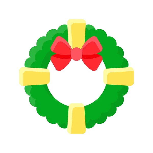 Christmas Wreath Vector Illustration Flat Style Icon — 스톡 벡터